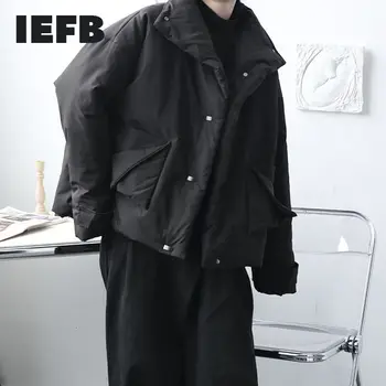 IEFB 2020 zimné nový čierny stojan golier bavlna čalúnená bunda dekonštruovať mužov pribrala kabát dvojité vrecká nadrozmerné 9Y4655