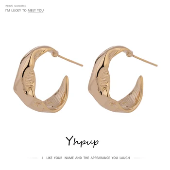 Yhpup Vyhlásenie Poraziť Nepravidelný Stud Náušnice pre Ženy Minimalistický Metal Textúra Štýlové Náušnice Šperky Orecchini Donna 2020