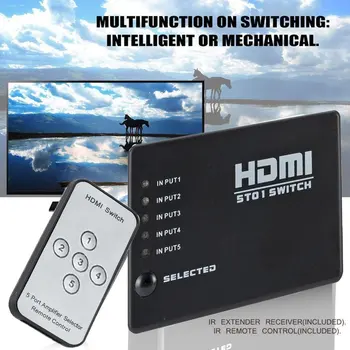 Mini 10% až 85% RH 2.5 gb / /250mhz, IR Diaľkové ovládanie 5 Port HDMI Prepínač 5-v-1 5*1 Prepínač HDMI Splitter Zväzok 1 HDMI kábel HDMI 1.3 b