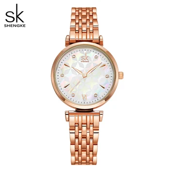 Shengke Značky Luxusný Náramok Ženy Sledovať Rosegold Náramkové hodinky Darček pre Ženy, Originálny Dizajn Hodiniek Reloj Mujer
