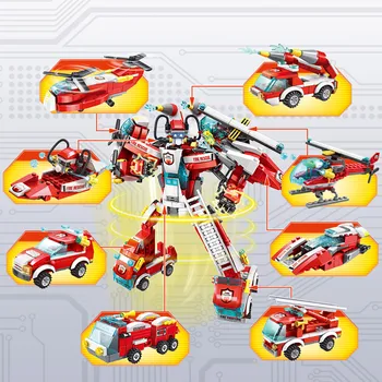 668PCS Robot Stavebné Bloky, Vozidlo, Auto, Lietadlo, Vrtuľník Hračky Chlapec Bloky Mech Akcie Obrázok Detí Model Tehly Hračka Auto
