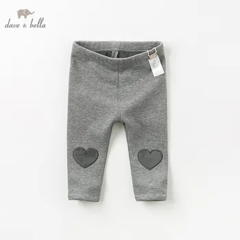 DBZ11887 dave bella jeseň zima, baby, dievčatá módne šedá láska nohavice deti plnej dĺžke deti nohavice infant batoľa nohavice