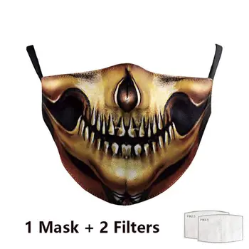 Opakovane Umývateľný Vytlačí Masky S Filtrami 3D Fashion Zábavné Grimasa Ghost Kostra pleťové Masky Úst Kryt pre Dospelých Muž Žena