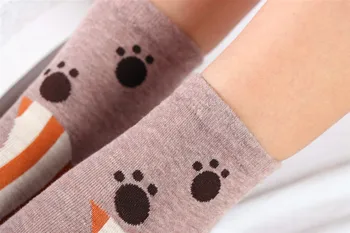 5 Párov Cartoon Ponožky Pes, Mačka Ženy Stopy 3D Zvierat Štýl Teplé Muply Bavlna Príčinné Ponožka Lady Poschodí Ponožky Pre Ženy Sokken
