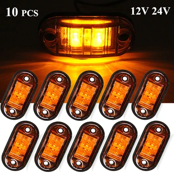 10pcs 12V 24V LED, Bočné Obrysové Svetlá Parkovacie svetlá Výstražné koncových Svetiel Auto Auto Nákladný Príves Svetlo Žltá Truck Príslušenstvo