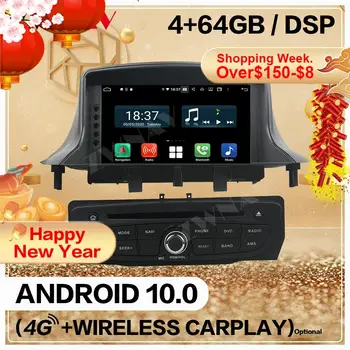 Carplay 4+128GB Na Renault Megane 3 Pôsobeniu 2009 2010 2011 2012 2013 Android 10 Prehrávač Audio Rádio GPS Navi Vedúci Jednotky
