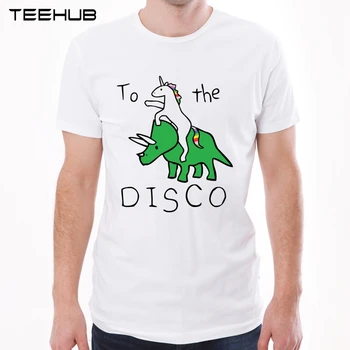 Nové Prírastky Do Disco Muži T-Shirt Módne Jazda na Koni Triceratops Vytlačené t Tričko Krátky Rukáv O-Krku Topy Vtipné Tričko