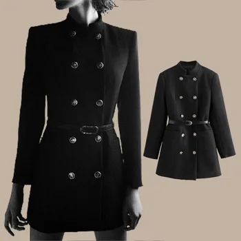 Ženy 2021 nové Bundy Nadrozmerné Gotický Punk Black Slim Jeseň Zima Žena Coats Outwear Ležérne Módne Žena Plus veľkosť