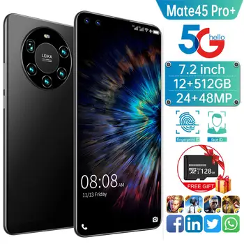 Nové Mate45Pro+ 7.2 Palcový 24+48MP Dual SIM Anriod 10.0 Chytrý Telefón Globálne Verson 5G Siete Dual SIM Octa-Core mobilné telefóny MTK6889