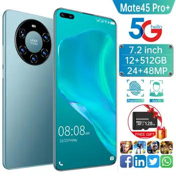 Nové Mate45Pro+ 7.2 Palcový 24+48MP Dual SIM Anriod 10.0 Chytrý Telefón Globálne Verson 5G Siete Dual SIM Octa-Core mobilné telefóny MTK6889