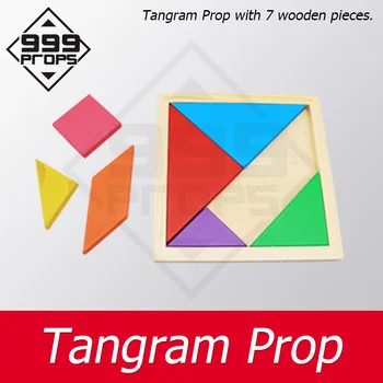 Tangram Prop skladačka prop puzzle rekvizity uniknúť izba dať všetky kúsky do drevený box na odomknutie Komora hra rekvizity 999PROPS
