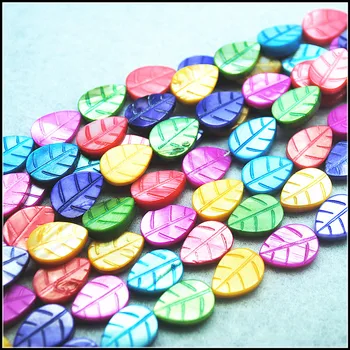 26pcs mulit farba shell perly reťazce voľné perleť listy tvar, veľkosť 10x14mm s otvorom pre dámske náramky, takže