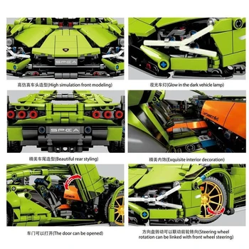 Technic Série Super Pretekárske Auto 1:14 Lamborghinis Sian Stavebné Bloky, Elektrické Diaľkové Ovládanie Tehly Vzdelávacie Hračka Chlapec Darček
