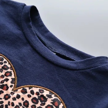 Medveď Leader Dievčatá Oblečenie Stanovuje Nové Jeseň Deti Dievča Leopard Srdce Oblečenie Detí Bežné, Mikiny a Nohavice Obleky pre 3 7Y