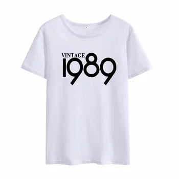 Ročník 1989 Printed Tee Tričko Femme O-krku Krátke Bavlnené Tričko Ženy Čierne Biele Letné Voľné Tričká Topy pre Ženy