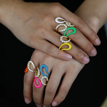 Rainbow farebné dievča ženy šperky Neon smalt geometrické otvoriť, upraviť prst prsteň