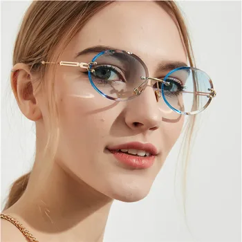 2019 AOZE bez obrúčok oválne Ženy slnečné Okuliare Mužov Gradient Transparentné Slnečné Okuliare Retro Kvalitné Okuliare UV400 Módne Trendy