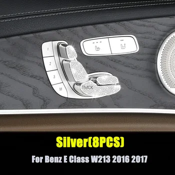 8PCS Na Mercedes Benz Triedy E W213 2016 2017 Auto Styling Príslušenstvo, Dvere, Sedadla Prepínač Diamond Dekorácie Kryt Výbava
