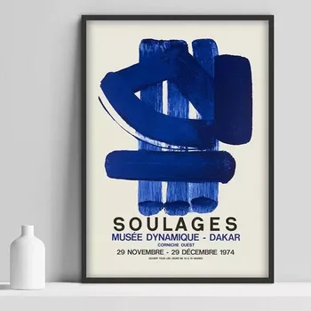 Soulages Výstava, plagát, Pierre Soulages plagát, Soulage tlač, Umelecké tlače, Výstava tlač, Múzeum, výstavy, Absthibition