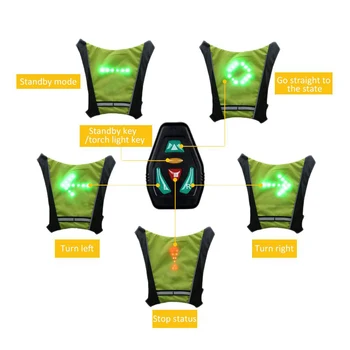 Cyklistická Reflexná Vesta Požičovňa Výstražné LED Svetlo Zase Signálneho Svetla Batoh Vesta na Koni Noc Upozorniť na Bezpečné Osvetlenie s Diaľkovým
