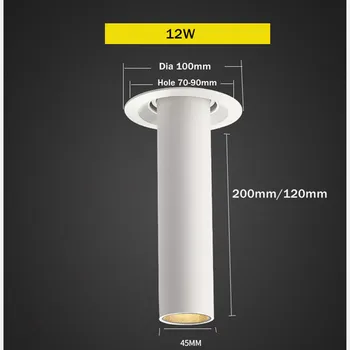 Moderné LED Zapustené Stropné Downlight 12W Bodové Svetlá v Kuchyni Spoločnosti Tabuľka Pipe Trubice Lampa Jedáleň, Bar, Obchod dole svetlo lampy