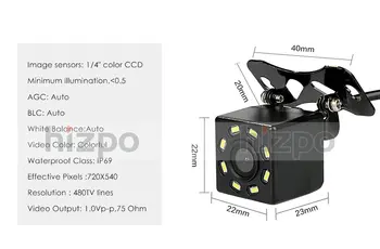 Hizpo High-definition Auto Zadná Kamera 8 LED pre Nočné Videnie Cúvaní Auto Parkovanie Monitor CCD Vodotesná 170 Stupeň HD Video