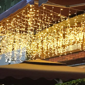 5M LED Záves Cencúľ Víla String Svetlo Vonkajšie Vianočné Svadobné Party Okno Vlkovcový LED Reťazec Svetlo Garland