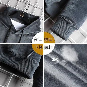 Jednofarebné Mikina Mužov 2020 Zimné Velvet Hoodies Nadrozmerné Japonský Streetwear Čierna mikina s Kapucňou Mikiny Mužov Odevy M-5XL