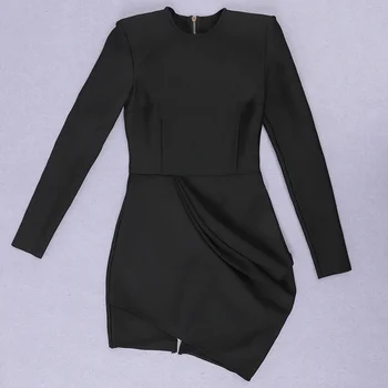 Ocstrade Oblečenie pre Ženy 2020 Klesnúť Nový Príchod Čierny Dlhý Rukáv Obväz Šaty Bodycon Sexy Prehodil Mini Večer Party Šaty
