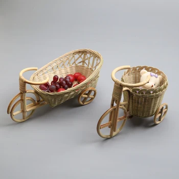 Bambusová ručne tkané slamy, prútia ratanový košík na ovocie potraviny Chlieb organizátor Pre kuchyňa Dekoratívne požičovňa darček neatening
