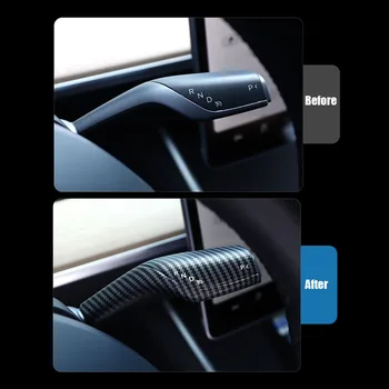 FCXvenle Uhlíkových Vlákien Stierač Shift Výbava Dekorácie Kryty pre Tesla Model 3 Príslušenstvo Stĺpec Shift Ochranný Kryt Modelu Tri