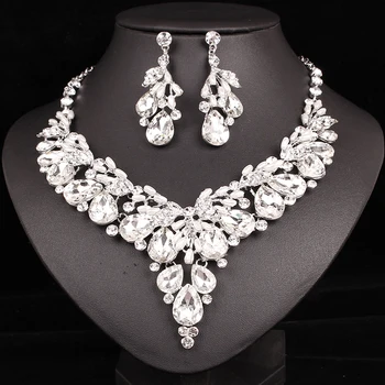 Luxusné Krištáľové Náušnice, Náhrdelník Indickej Luxusné Svadobné Šperky Set Svadobné Party Prom Kostým Šperky Vianočný Darček pre Ženy