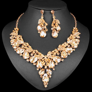 Luxusné Krištáľové Náušnice, Náhrdelník Indickej Luxusné Svadobné Šperky Set Svadobné Party Prom Kostým Šperky Vianočný Darček pre Ženy