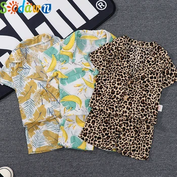Sodawn 2020 Japončina kórejčina Štýl Chlapci Bavlnené Oblečenie Sady Deti Letné All-Zápas Leopard Tričko+krátke Nohavice 2ks Obleky, Oblečenie