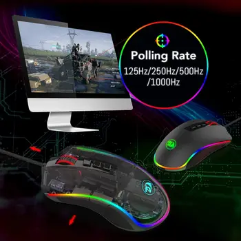 Redragon Káblové pripojenie Hernej Myši pre FPS Hry , Optické Prepínanie 24000 DPI Programovateľné Tlačidlá, RGB Podsvietenie , Čierna