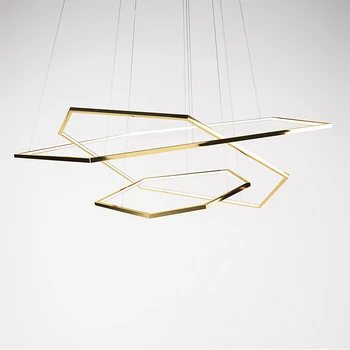 2020 Nový Post-moderný Luxusný Zlatý Luster Minimalistický Geometrické Šesťhranné riadok LED Pozastavenie Svetlo Pre Obývacia izba