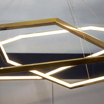 2020 Nový Post-moderný Luxusný Zlatý Luster Minimalistický Geometrické Šesťhranné riadok LED Pozastavenie Svetlo Pre Obývacia izba