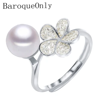 BaroqueOnly 2018 Nové wintersweet Mei kvet nastaviteľné prstene, Šperky, módne prírodné sladkovodné Perly pre ženy, darčeky RAR