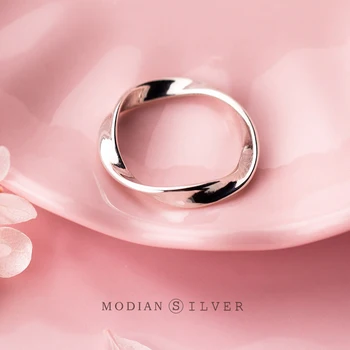 Modian Minimalistický Spin Vlna Prstene pre Ženy Móda 925 Sterling Silver Jednoduché Geometrické Krúžok Jemné Šperky 2020 Nový Dizajn
