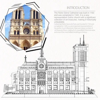 1380PCS Architektúra, Katedrála Notre Dame Stavebné Bloky Model svetoznámej Architektúry Kompatibilné Mesto Tehly Hračky Pre Deti