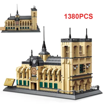 1380PCS Architektúra, Katedrála Notre Dame Stavebné Bloky Model svetoznámej Architektúry Kompatibilné Mesto Tehly Hračky Pre Deti