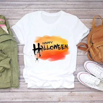 Ženy Cartoon Čarodejnice Tekvica Halloween 90. rokov Jeseň Jeseň Pani Tlačiť T-shirts Top T Shirt Ladies Dámske Grafické Ženský Čaj T-Shirt
