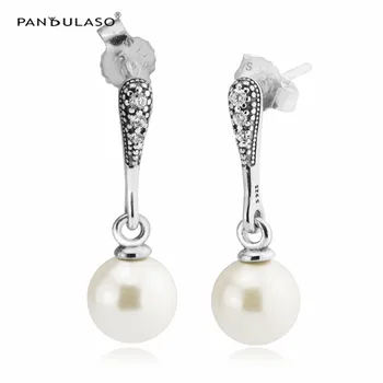 Elegantné Krásu White Pearl Náušnice 925 Sterling Silver Šperky Pre Ženy tvoria Módne Žena Náušnice Strany Šperky Veľkoobchod