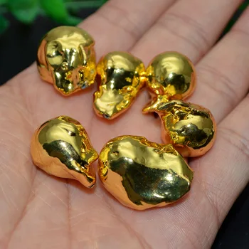 Vysoko Kvalitné Prírodné Barokový Sladkovodné Perly Zlata K Bielej Farby Pokovovanie Voľné Korálky 15~25 mm DIY Šperky Čo Zistenia 10pcs