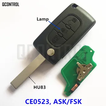 QCONTROL Diaľkové Tlačidlo s Lampou Tlačidlo pre CITROEN Berlingo C5 C4 C3 C2 Picasso Auto prívesok (CE0523 OPÝTAJTE/FSK, 3BT, HU83)