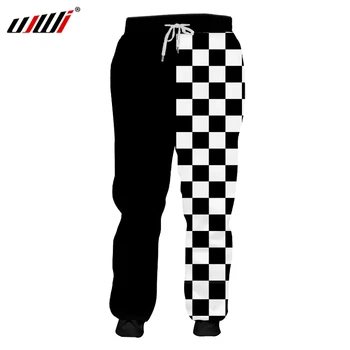 UJWI Mužov 3D Vytlačené Pekný Čierne a biele kockované Nové Nadrozmerné Oblečenie 5XL Muž Nohavice Trend Športové Súpravy