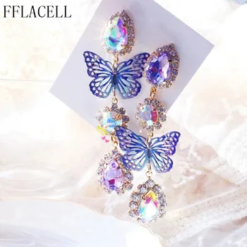 FFLACELL 2020 Nové Módne Fialové Motýľ Strapec Dlhé Náušnice Ženy, Dievčatá Temperament All-Zápas Strany Šperky Darček