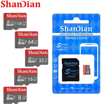 SHANDIAN Smast SD Karta 32GB High Speed Class 10 16 GB/64 GB Real Kapacitou 128 GB Mini SD Pamäťovú Kartu TF Karta pre Smartphone