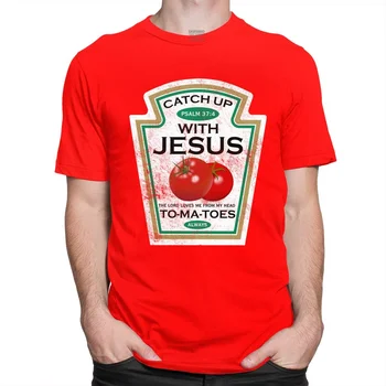 Vtipné dohnať S Ježišom T Shirt Mužov Vintage Vegánska Paradajka T-shirt Christian Darček Veganism Krátke Rukávy Bavlna Tee Tovaru
