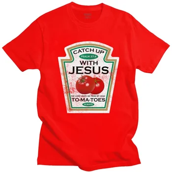 Vtipné dohnať S Ježišom T Shirt Mužov Vintage Vegánska Paradajka T-shirt Christian Darček Veganism Krátke Rukávy Bavlna Tee Tovaru